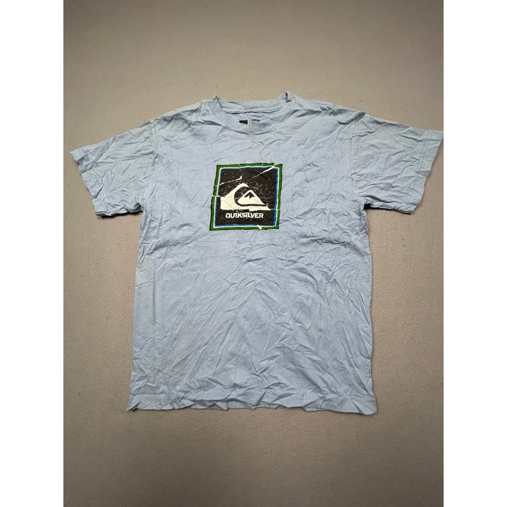 Quiksilver T Shirt 100% Cotton Light Blue‎ Graphic XL Mens
